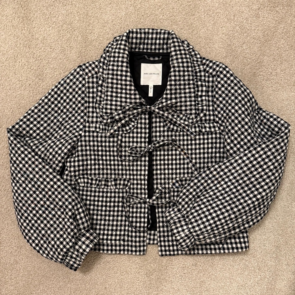 Avec Les Filles Black and White Checkered Blazer